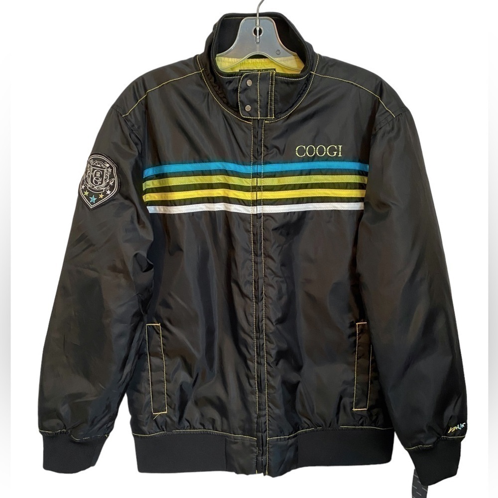 NWT Vintage Coogi Black and Neon Stripes Windbreaker Ladies LG
